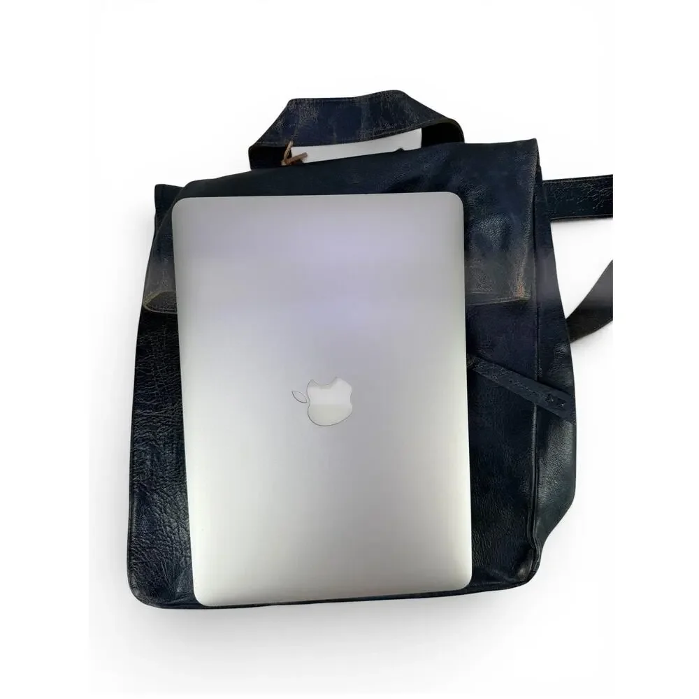 Bed‎ Stu Howie Leather Backpack Cobalt Lux Laptop Travel Bag Handmade Distressed